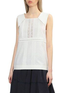 NEW SHUSHU/TONG Square Neck Lace Vest Top